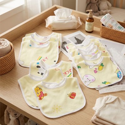 Bavoirs bébé jaune fleuri