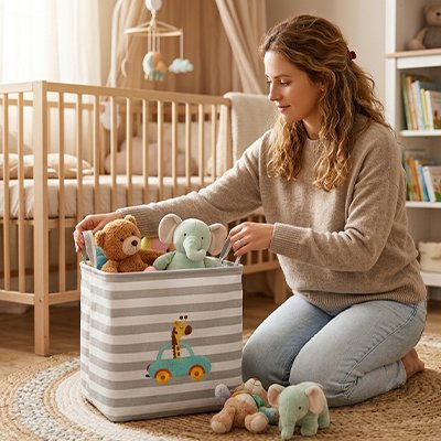 Panier de rangement bébé girafe