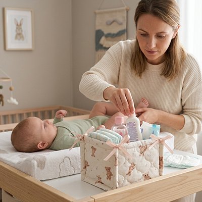 Panier de rangement bébé rose