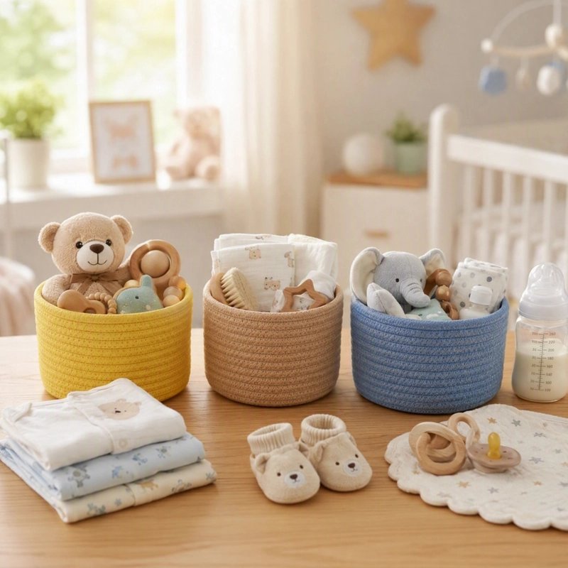 Panier rangement bébé bleu 1