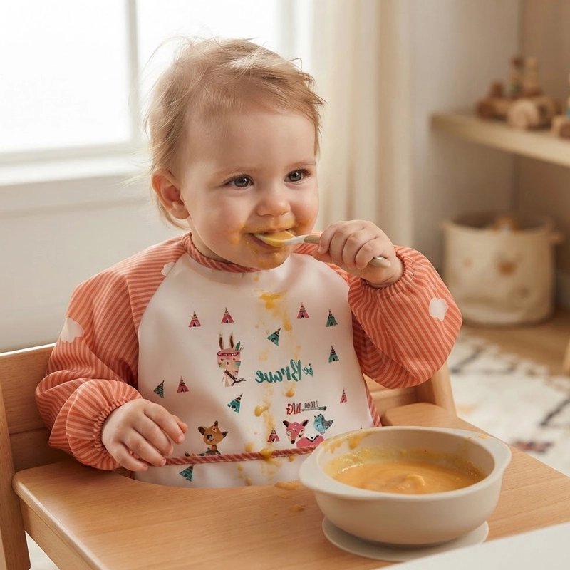 Bavoir bébé orange  bébé se régale.