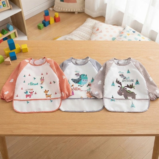 Bavoir bébé orange blanc et mauve blanc animés