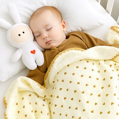 Couverture bébé cérise jaune