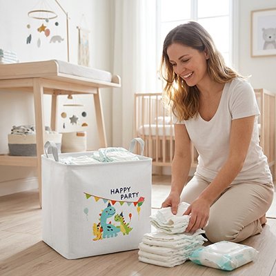 Panier de rangement bébé blanc