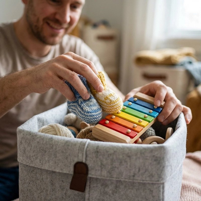 Panier de rangement bébé papa au travail