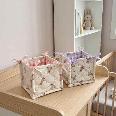 Panier de rangement bébé rose et blanc