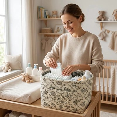 Panier rangement bébé à motif floral 4