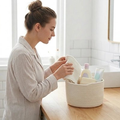 Panier rangement bébé blanc