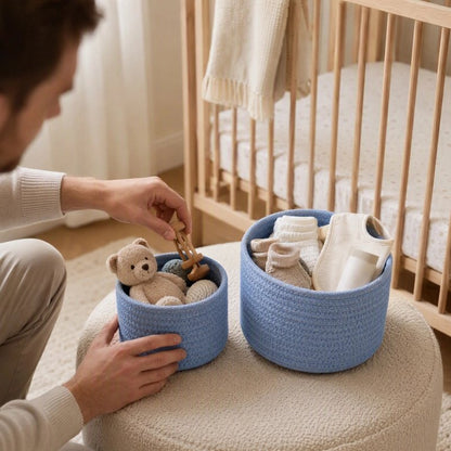 Panier rangement bébé bleu