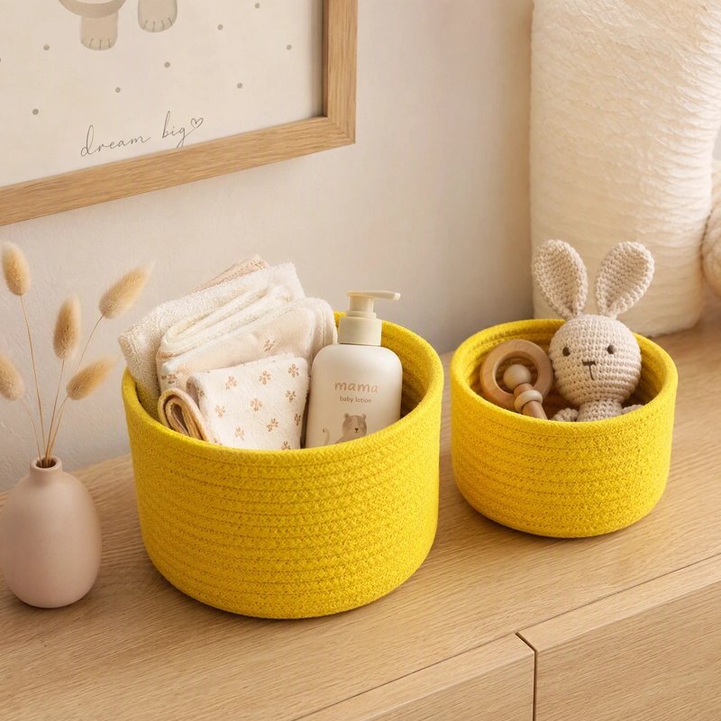 Panier rangement bébé jaune
