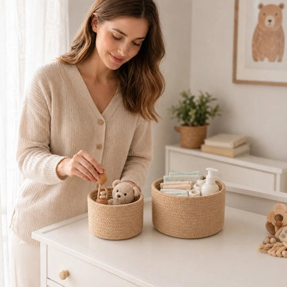 Panier rangement bébé kaki