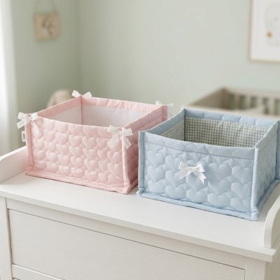 Panier rangement bébé rose  et bleu