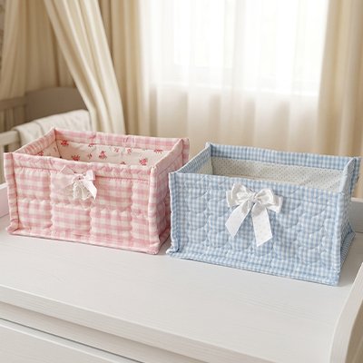 Panier rangement bébé rose et bleu