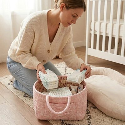 Panier rangement bébé rose