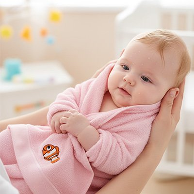 Serviette de bain bébé rose,épaisse et confortable