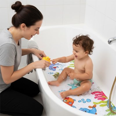 Tapis de bain pour bébé aux motifs marins