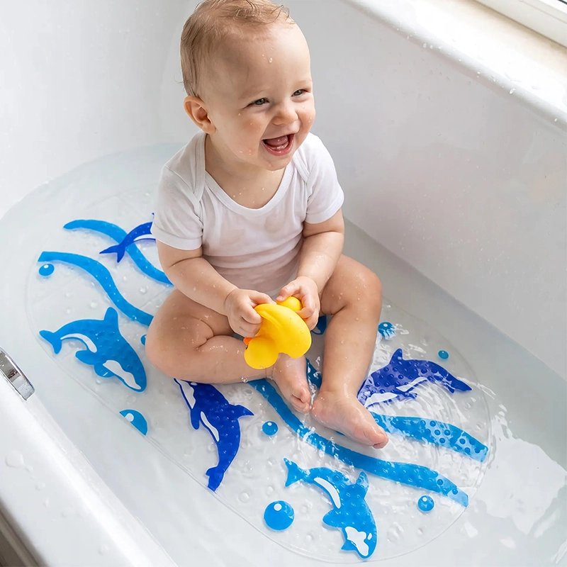 Tapis de bain bébé transparent dauphin